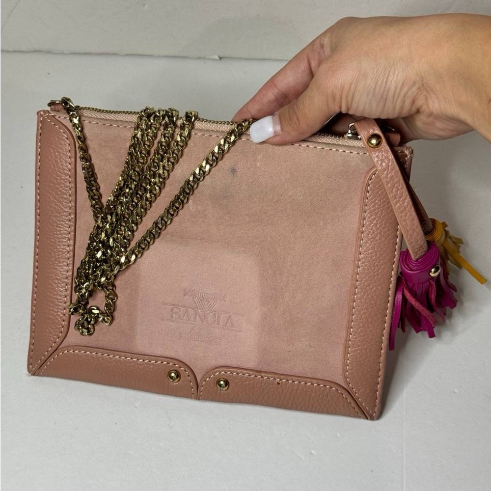 Sancia Lana Coin Purse Crossbody Square Mini
Bag with Tassels In Canyon Rose